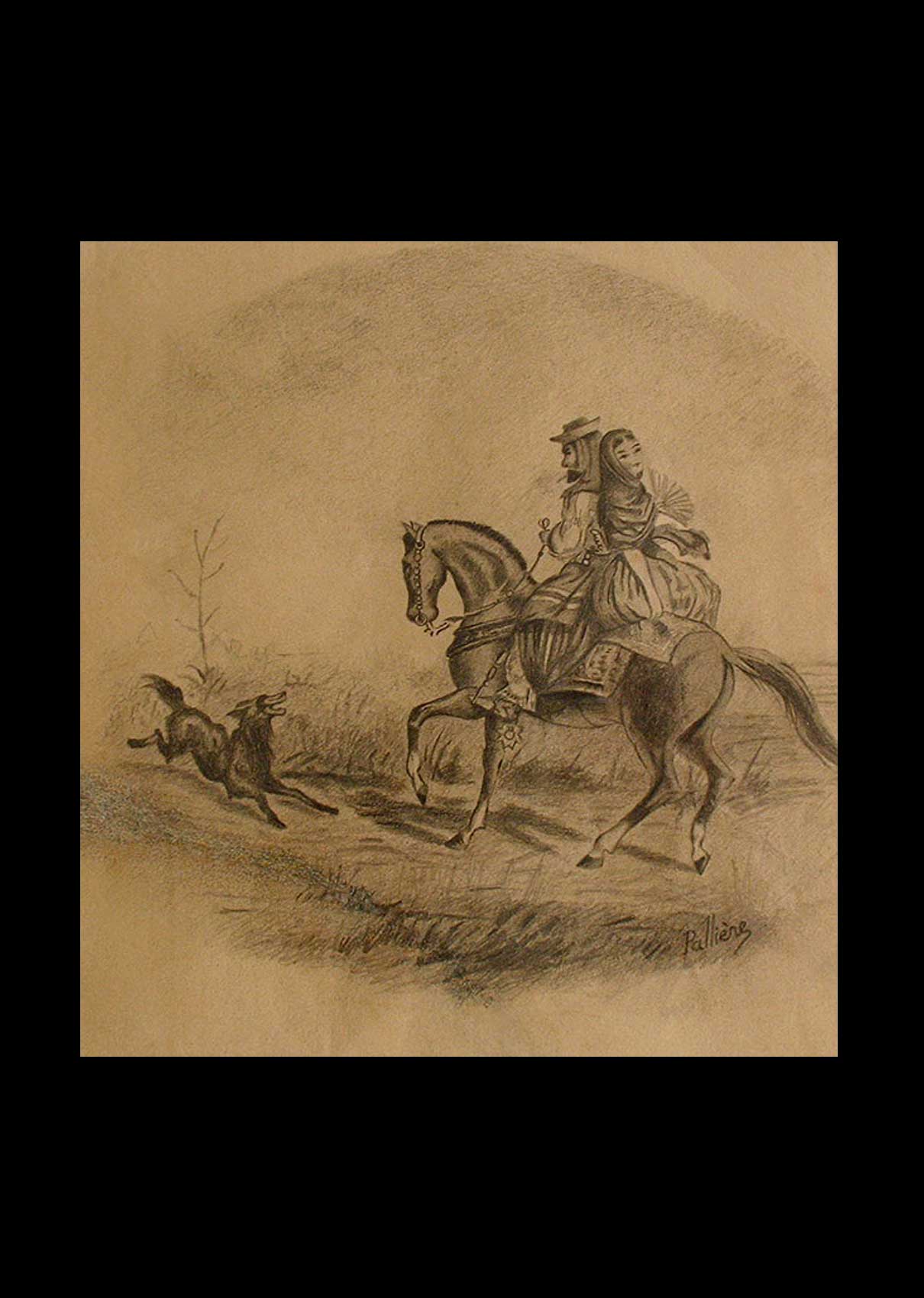 Gaucho con su Mujer en Ancas - Estudio -